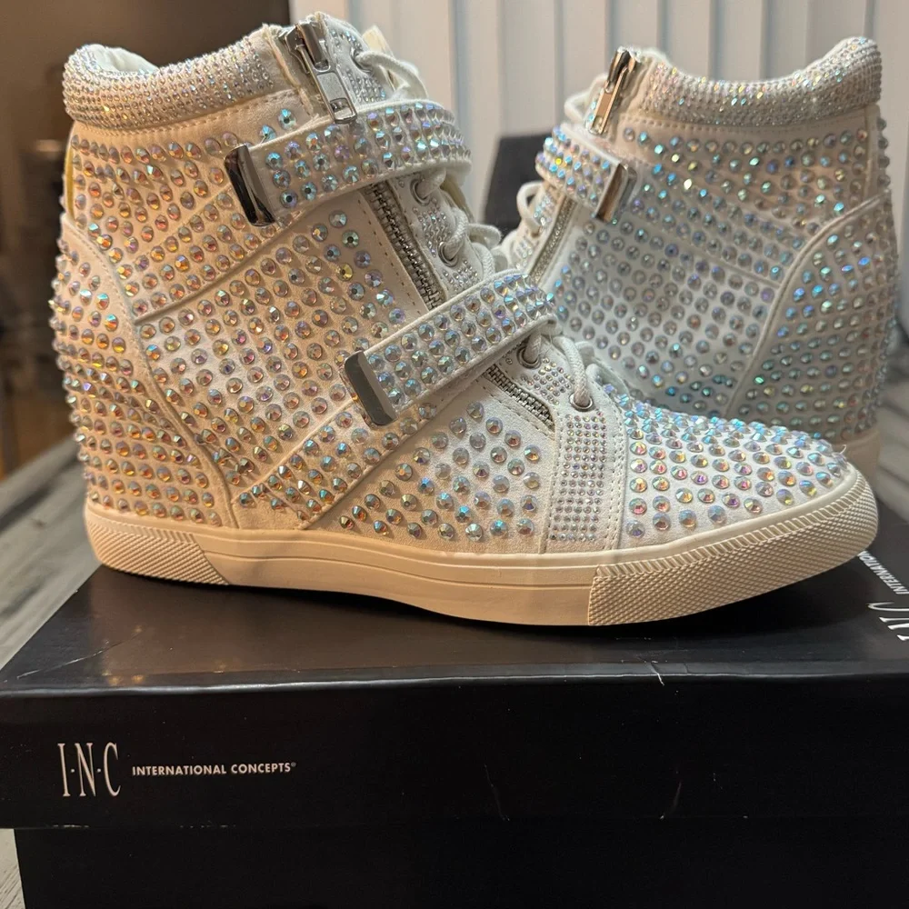 INC International Concepts Women’s Debby Rhinestone Wedge Sneakers Size 10 - Picture 11 of 13